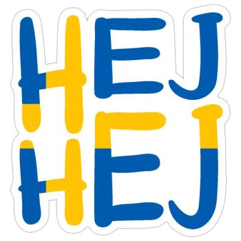 HEJ HEJ SUÈDE - Sticker taille S (10 x 10 cm) - blanc mat - Devant