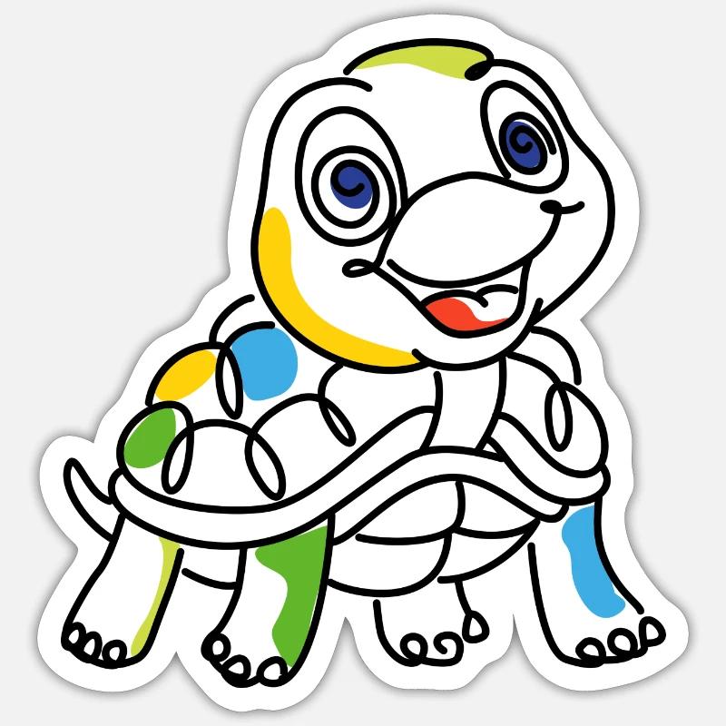 Tortue colorée Sticker taille S (10 x 10 cm)