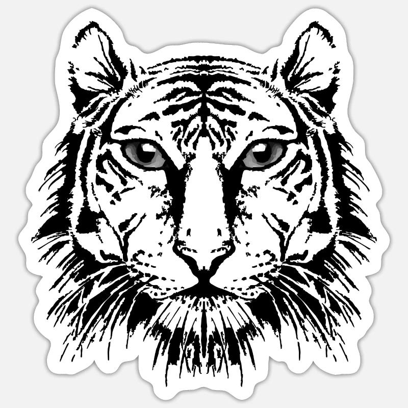 Tigre - Sticker taille S (10 x 10 cm) - blanc mat