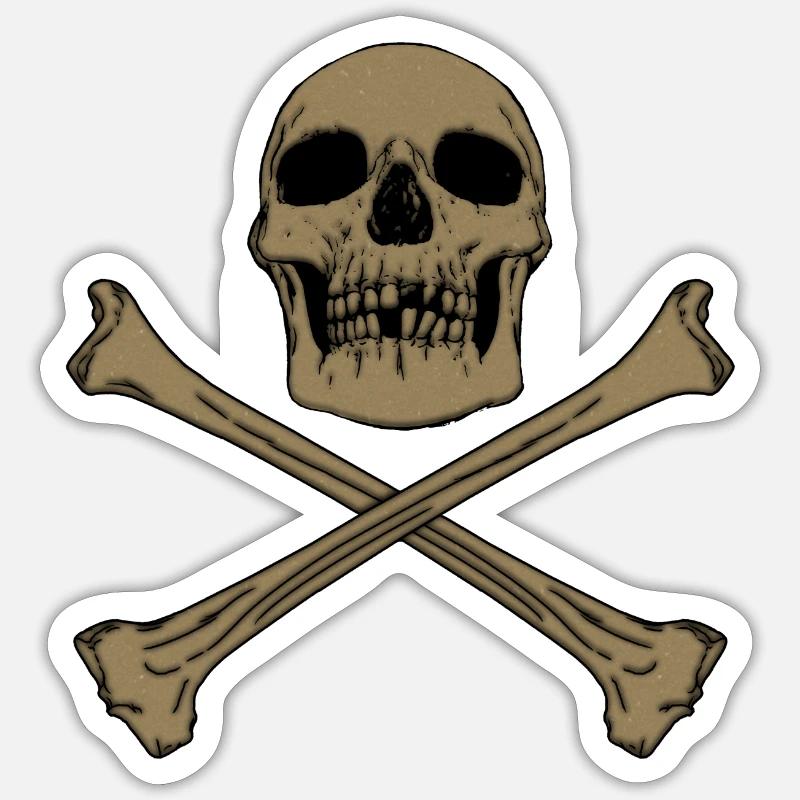 DRAPEAU PIRATE II - Sticker taille S (10 x 10 cm) - blanc mat