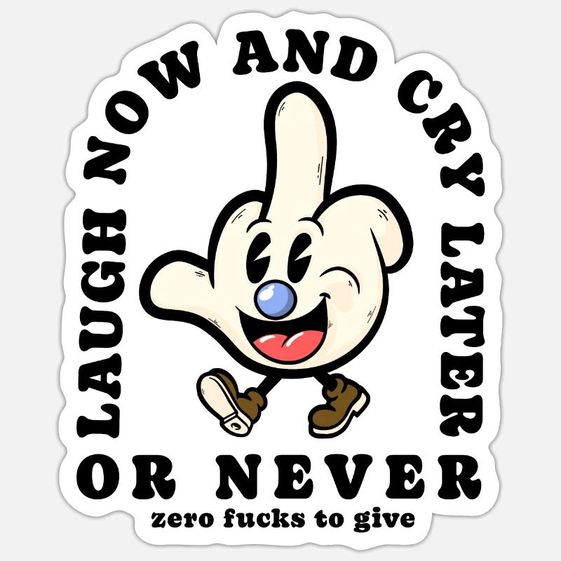 Middle finger cartoon sarcasm - Sticker size S (10 x 10 cm) - white matte