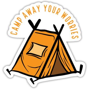 Campez loin de vos soucis - Sticker taille S (10 x 10 cm) - blanc mat - Devant