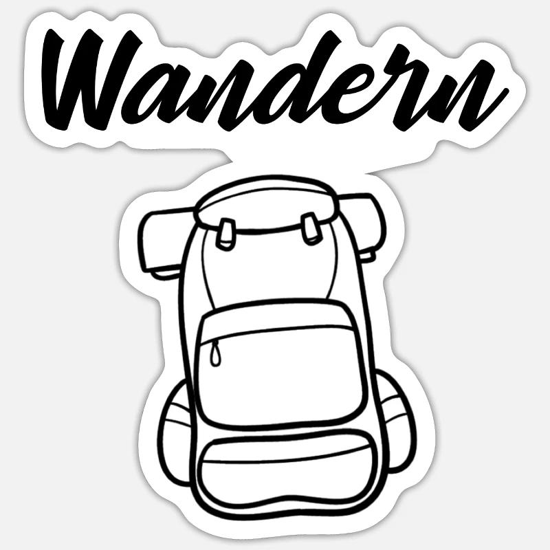 Wandern Backpack - Sticker Größe S (10 x 10 cm) - Mattweiß