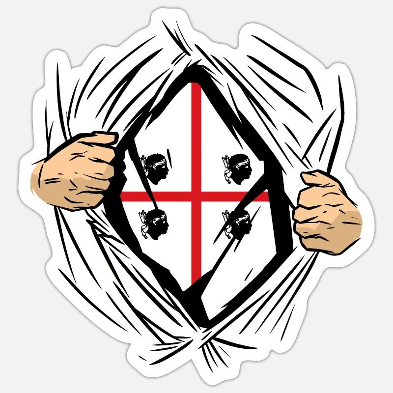 Drapeau de la Sardaigne Super-héros Drapeau de la Sardaigne - Sticker taille S (10 x 10 cm) - blanc mat