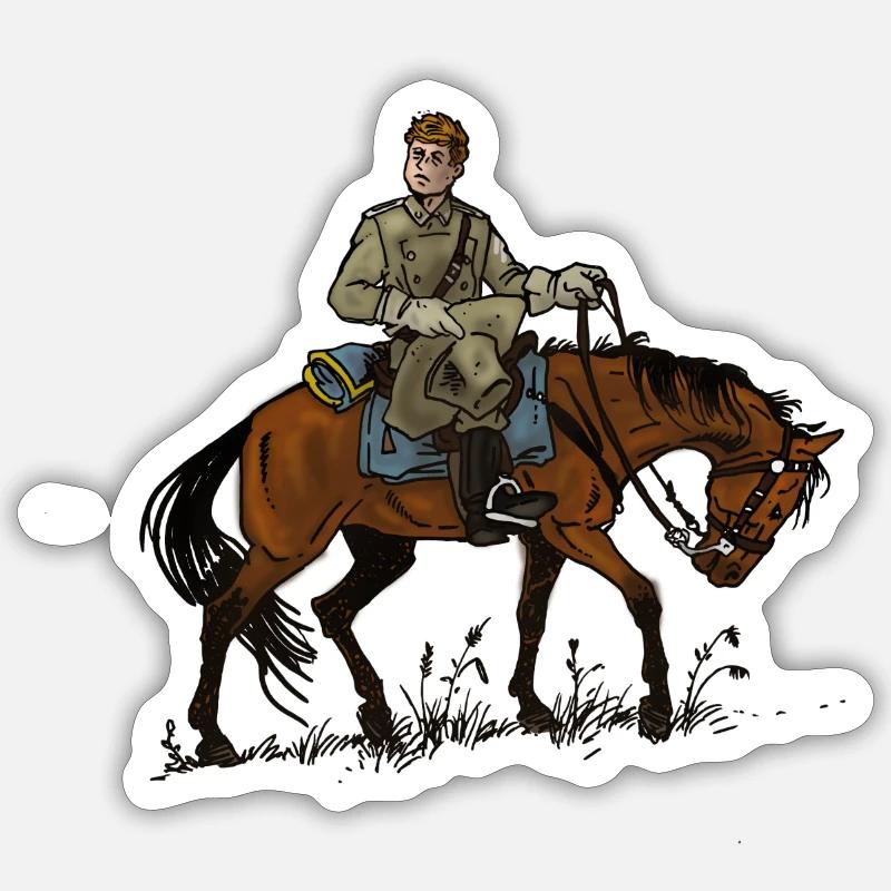 Soldat à cheval - Sticker taille S (10 x 10 cm) - blanc mat