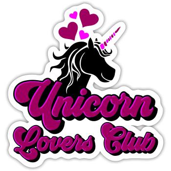 Farben änderbar | Einhorn Lovers Club - Sticker Größe S (10 x 10 cm) - Mattweiß - Vorne