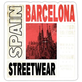Barcelona Spain City Skyline Holiday Summer - Sticker size S (10 x 10 cm) - white matte - Front
