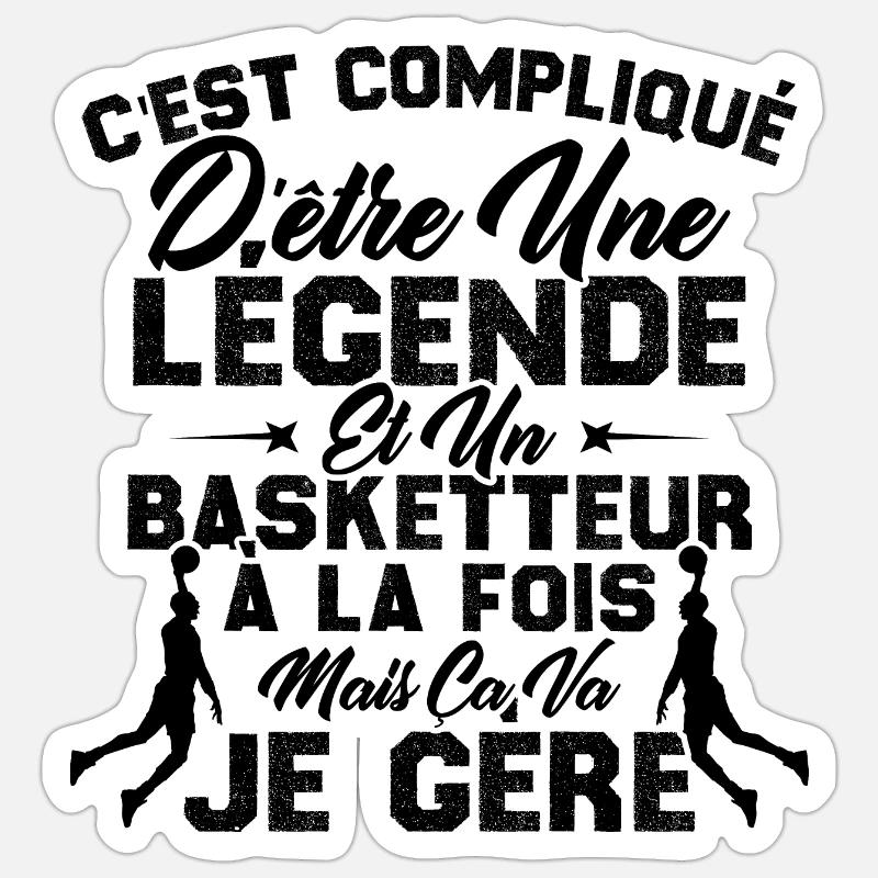 Une Légende Et Un Basketteur - Sticker taille S (10 x 10 cm) - blanc mat