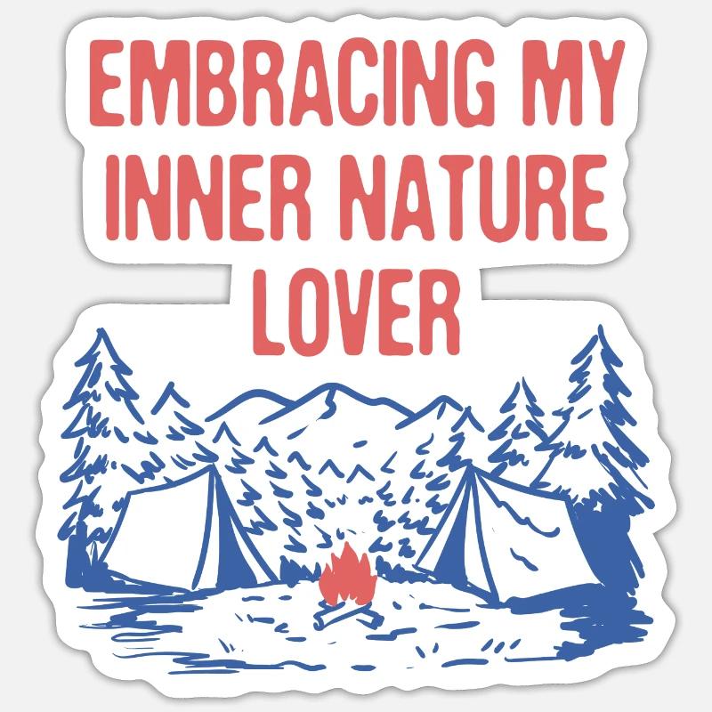 Embrasser inner nature Lover Camping Forest - Sticker taille S (10 x 10 cm) - blanc mat