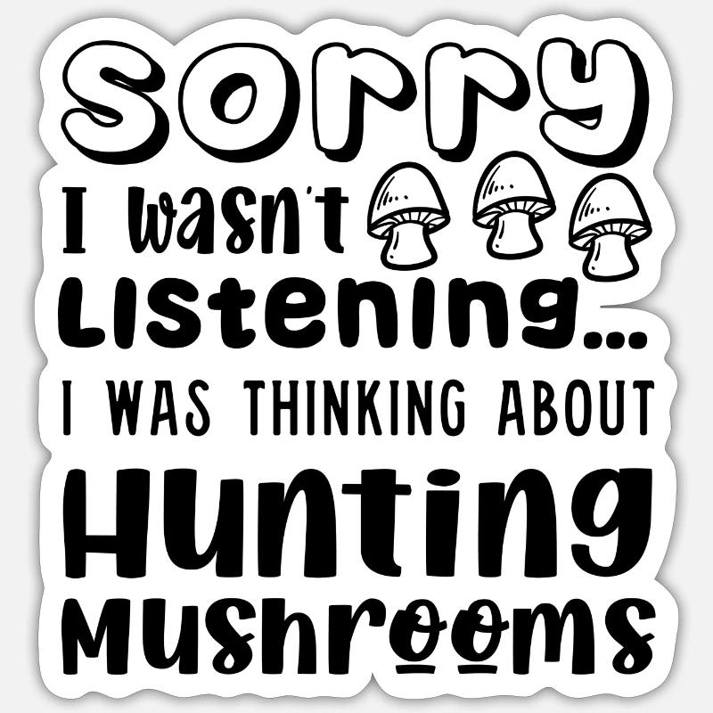 Penser aux champignons Légumes Nature - Sticker taille S (10 x 10 cm) - blanc mat