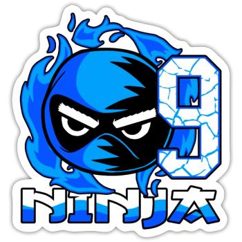 Kinder 9. Geburtstag Junge 9 Jahre alt Ninja - Sticker Größe S (10 x 10 cm) - Mattweiß - Vorne