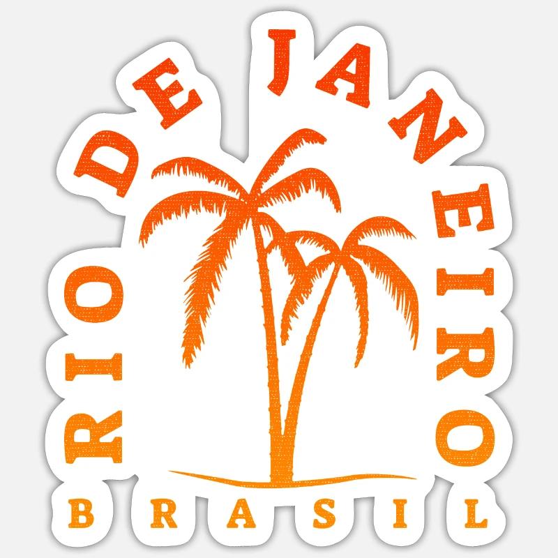 Rio de Janeiro Palm Tree Retro - Sticker Größe S (10 x 10 cm) - Mattweiß
