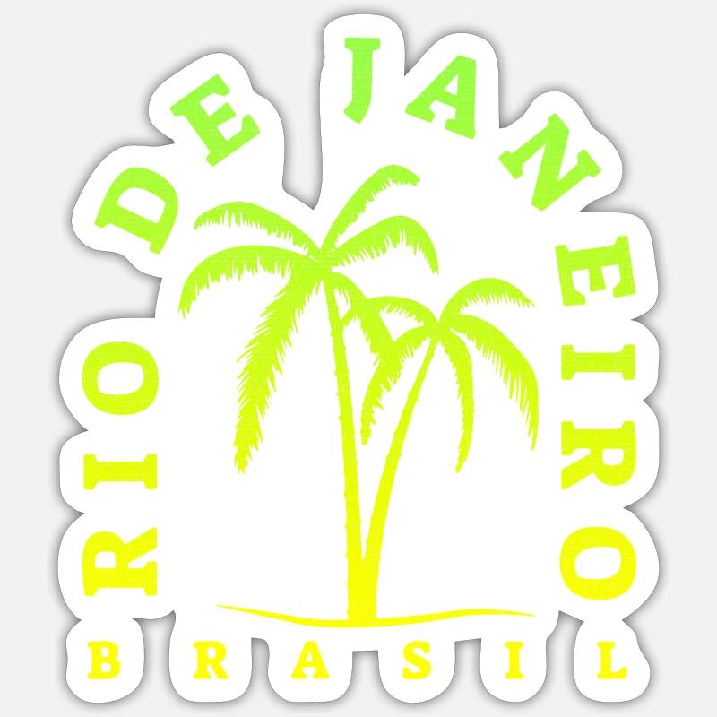 Rio Palm Neon Brasil - Sticker taille S (10 x 10 cm) - blanc mat