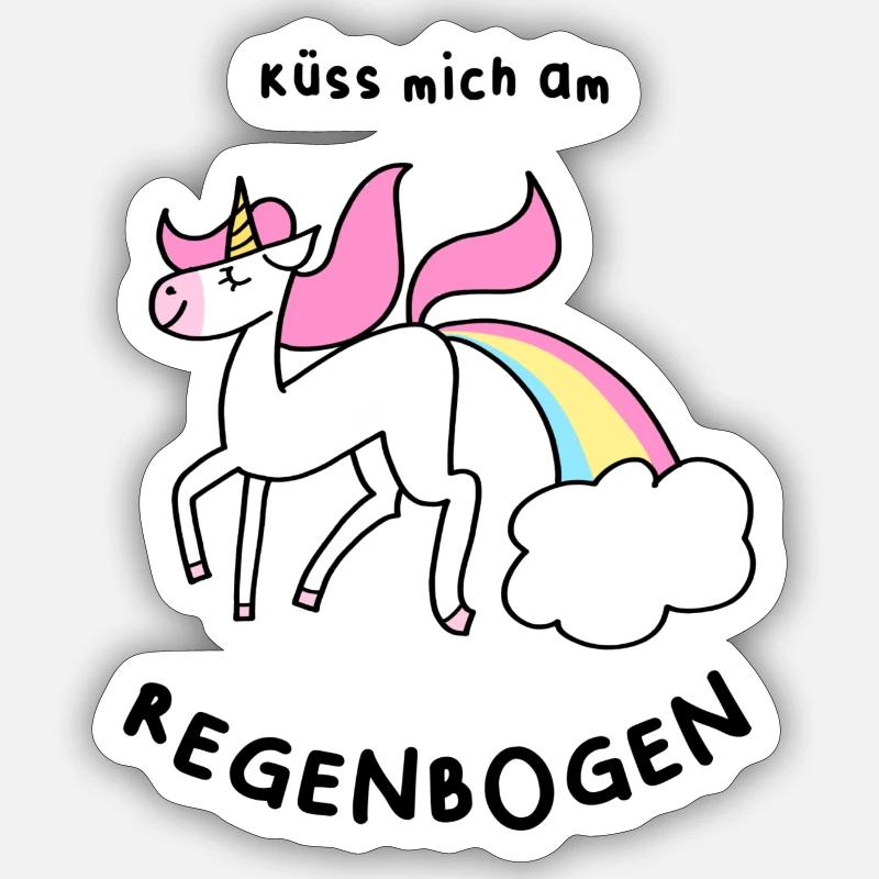 Einhorn mit Regenbogen Sticker Größe S (10 x 10 cm)