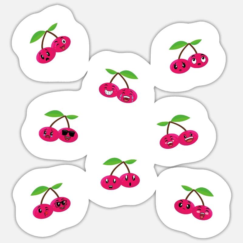 Kirsche - Sticker Größe S (10 x 10 cm) - Mattweiß