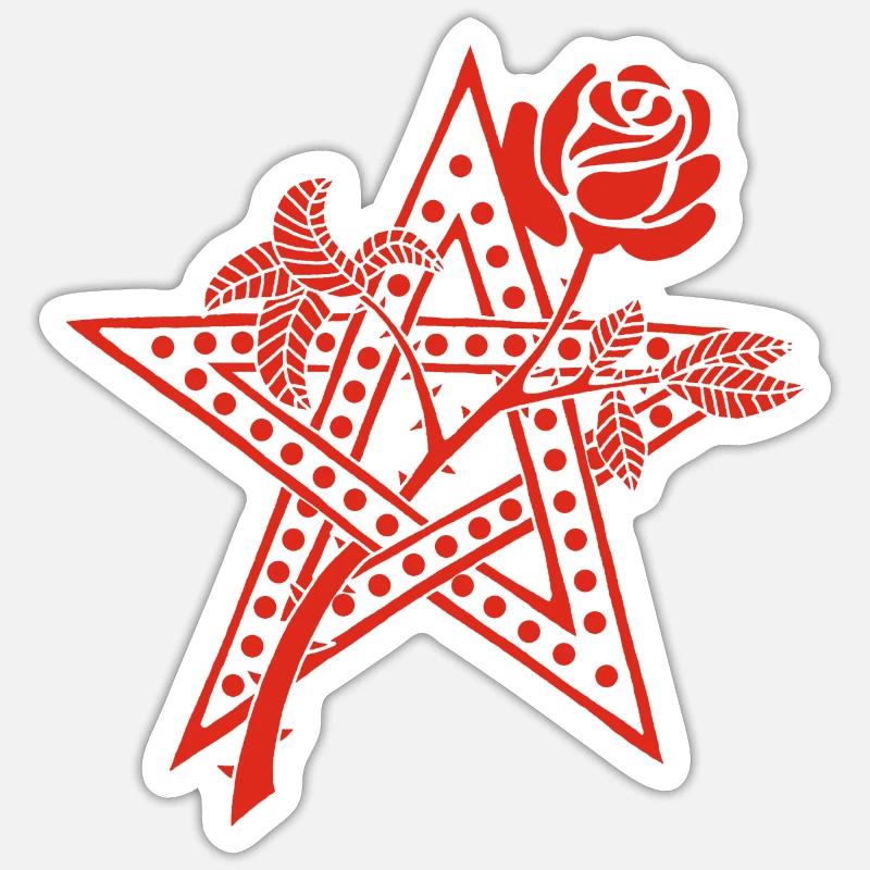 Die rote Rose und der Stern Sticker Größe S (10 x 10 cm)