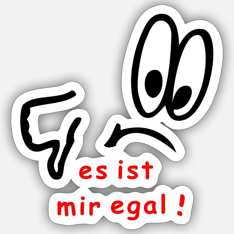 es ist mir egal, comic - Sticker Größe S (10 x 10 cm) - Mattweiß