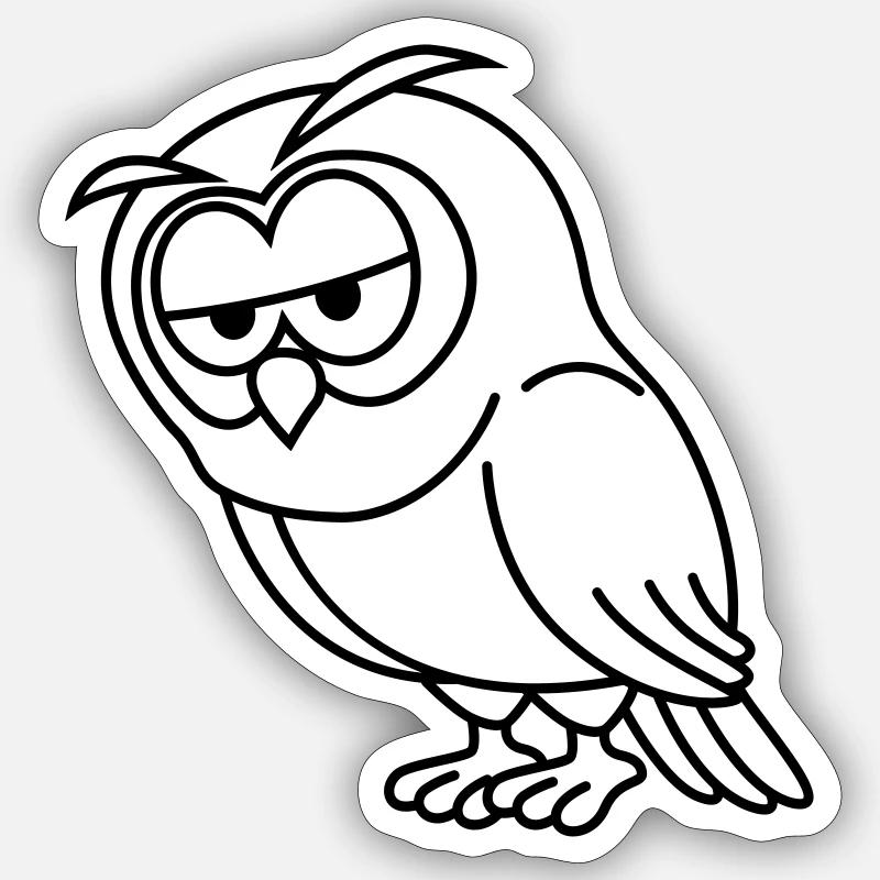 Bande dessinée Owl - Sticker taille S (10 x 10 cm) - blanc mat