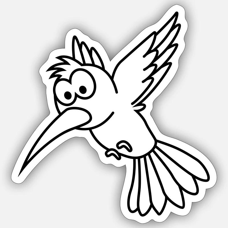 Colibri Comic Animal - Sticker taille S (10 x 10 cm) - blanc mat