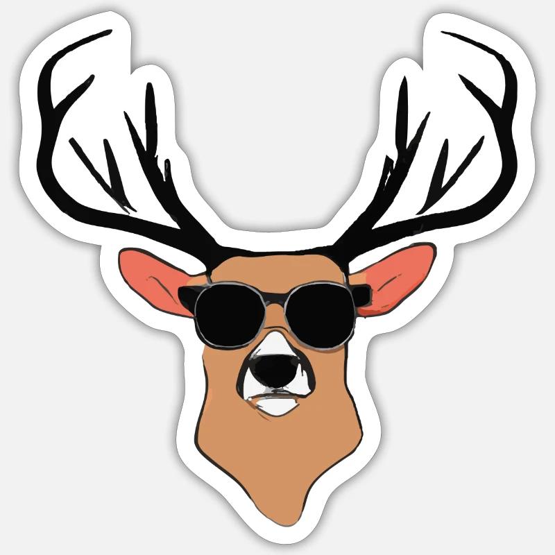 Deer with sunglasses - Sticker size S (10 x 10 cm) - white matte