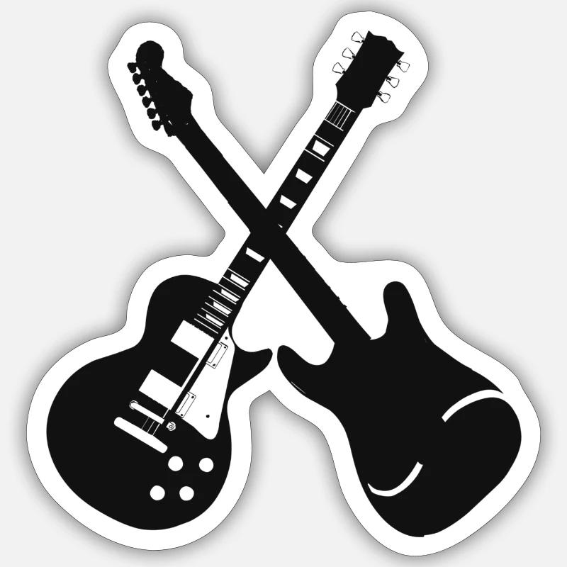 Guitares - Sticker taille S (10 x 10 cm) - blanc mat