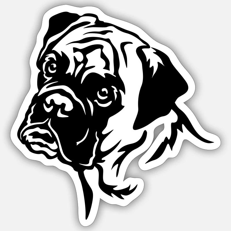 Tête de boxeur - Sticker taille S (10 x 10 cm) - blanc mat