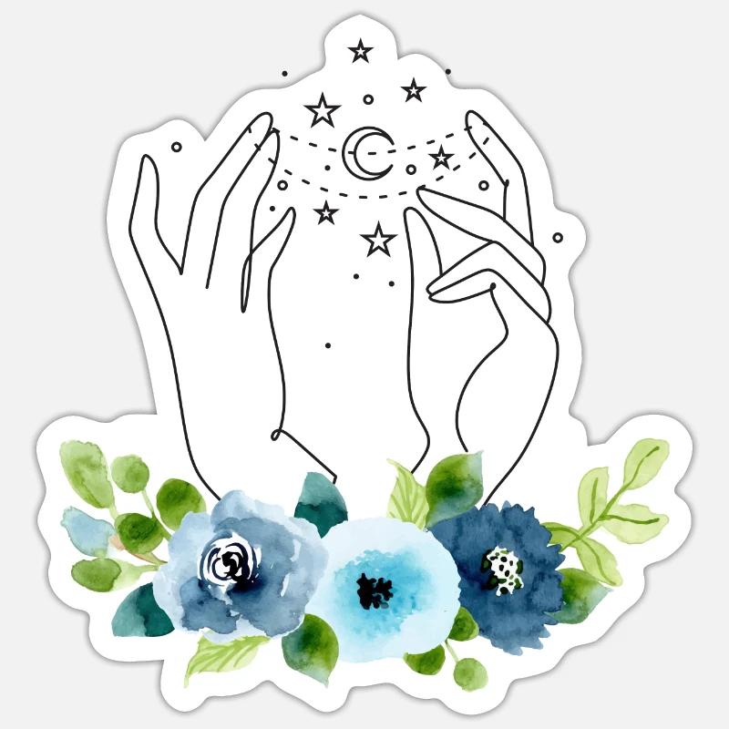 sparkle flower hands Sticker size S (10 x 10 cm)