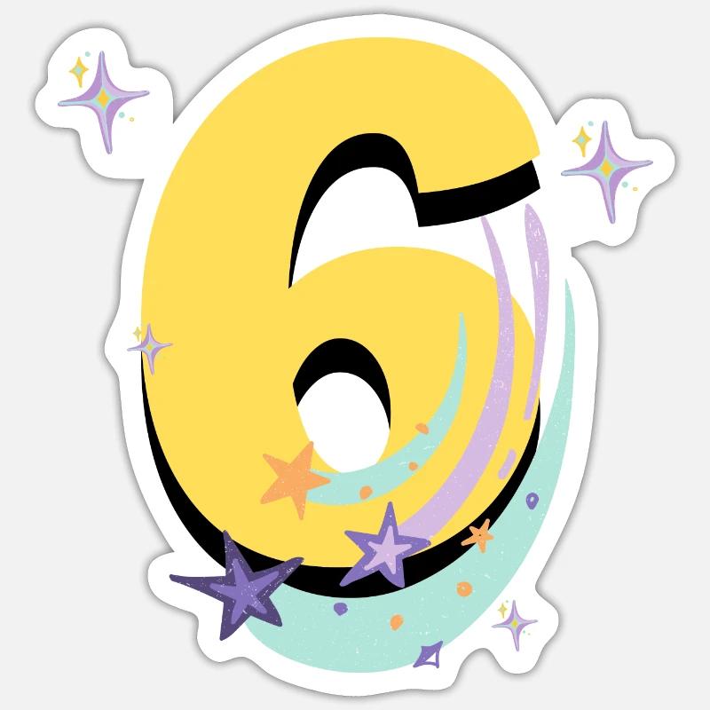 6th birthday (6-year gift) - Sticker size S (10 x 10 cm) - white matte