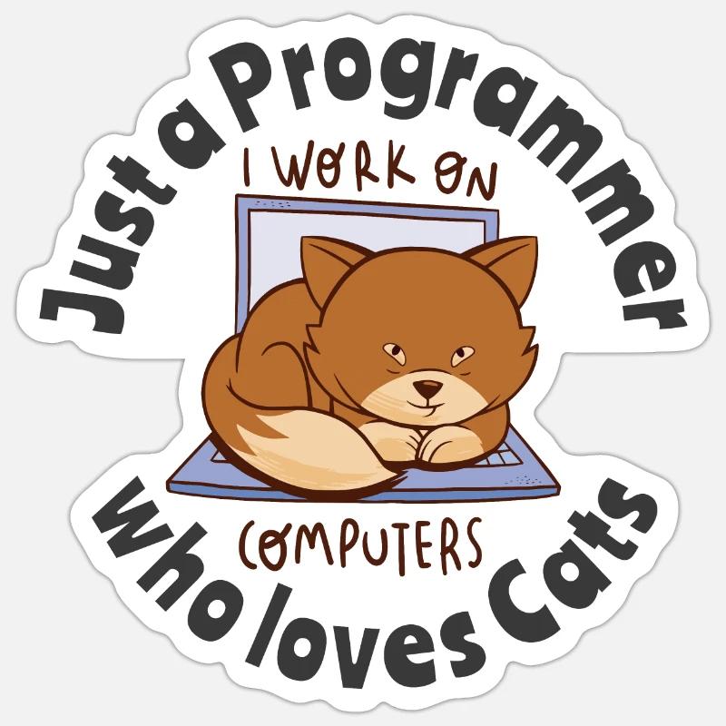 Nur ein Programmierer, der Katzen liebt - Sticker Größe S (10 x 10 cm) - Mattweiß