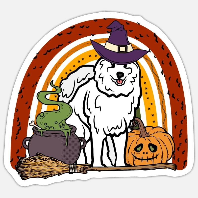 Cute Samoyed Halloween Dog - Sticker size S (10 x 10 cm) - white matte