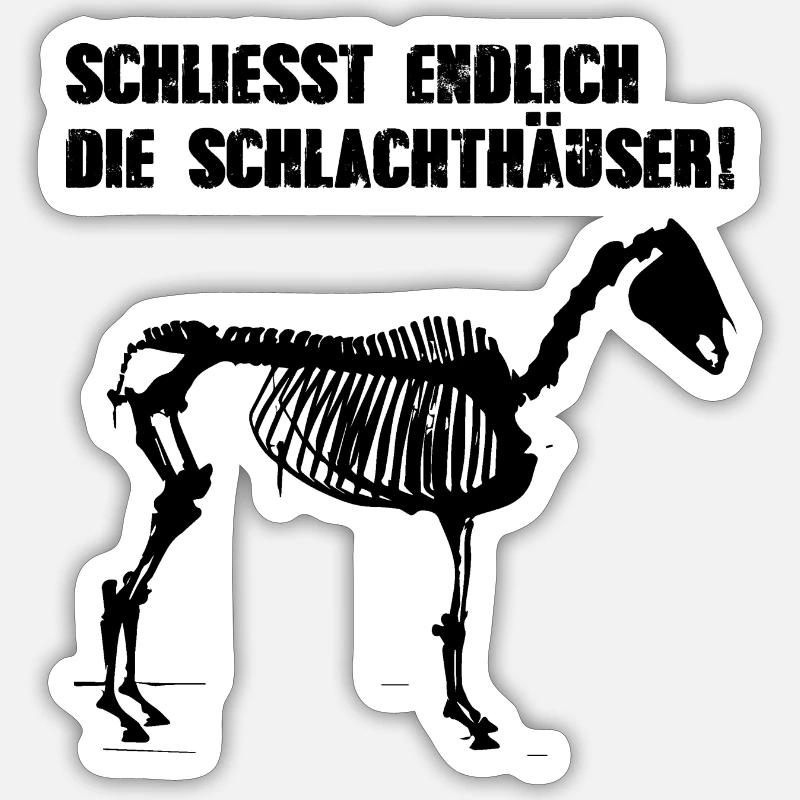 schliesst die schlachthäuser,schlachthaus,pferde, - Sticker Größe S (10 x 10 cm) - Mattweiß