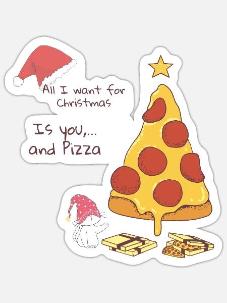 Christmas Pizza - Sticker Größe S (10 x 10 cm) - Mattweiß
