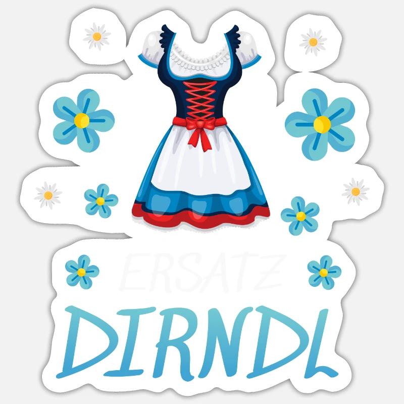 Dirndl Ersatz - Sticker Größe S (10 x 10 cm) - Mattweiß
