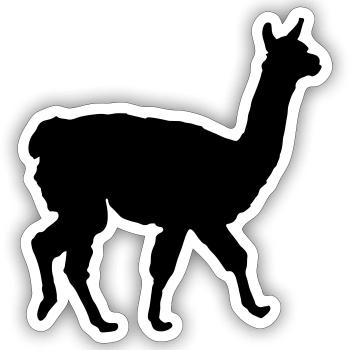Lama Alpaga Silhouette Drôle Pas de Drame Lama - Sticker taille S (10 x 10 cm) - blanc mat - Devant