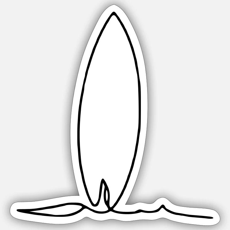 Planche de surf One line Blanc Sticker taille S (10 x 10 cm)