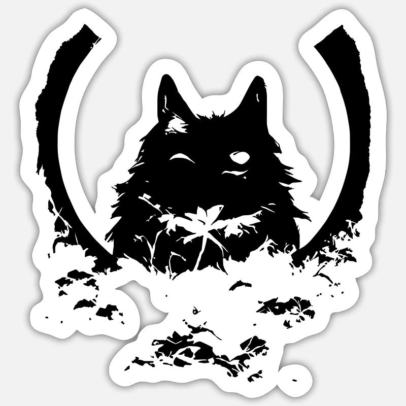 Loup dans la lune Sticker taille S (10 x 10 cm)