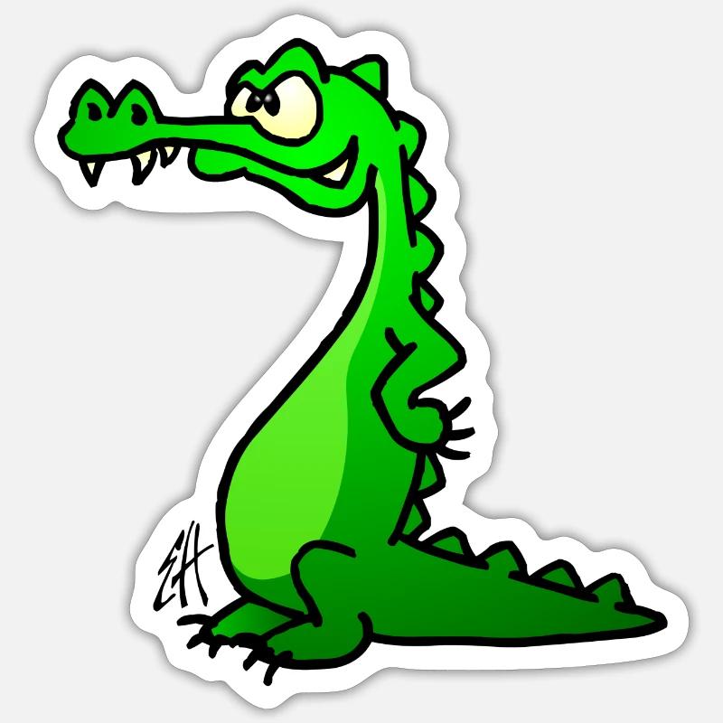 Crocodile Full Color Design - Sticker taille S (10 x 10 cm) - blanc mat