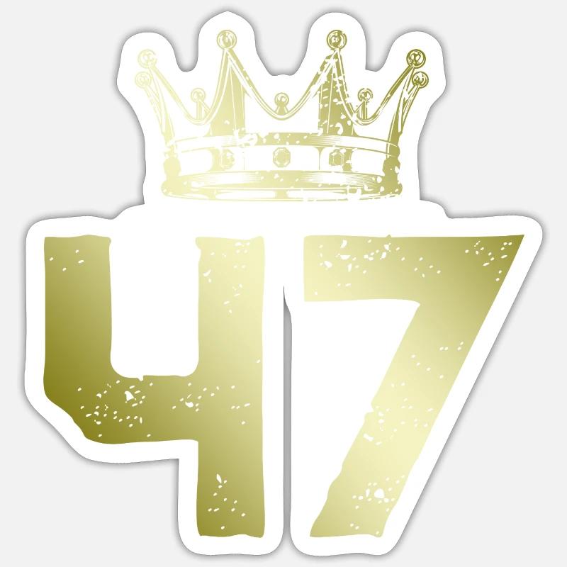 47 Zahl Krone - Sticker Größe S (10 x 10 cm) - Mattweiß