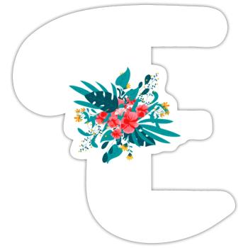 Buchstabe E geblümt - Sticker Größe S (10 x 10 cm) - Mattweiß - Vorne