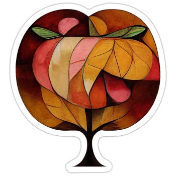 Apple Tree Artwork in Autumn Colors Art Nouveau - Sticker size S (10 x 10 cm) - white matte - Front