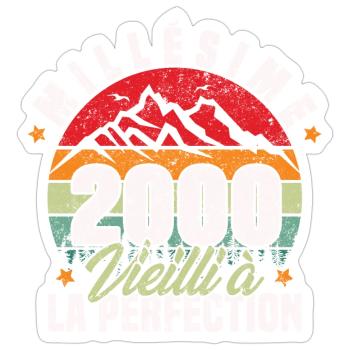Millésime 2000, Cadeau D'anniversaire Vintage 2000 - Sticker taille S (10 x 10 cm) - blanc mat - Devant