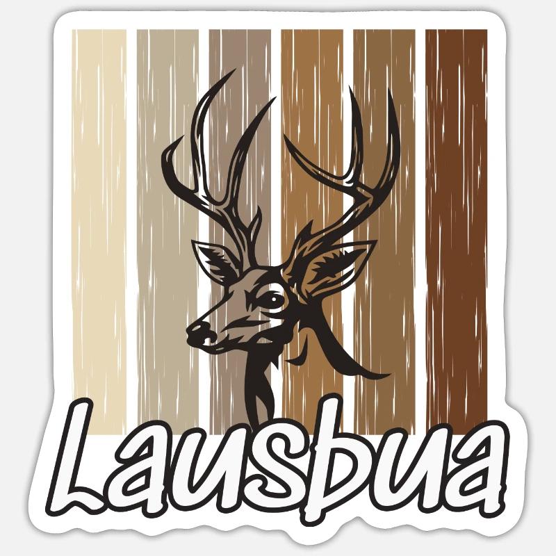 Lausbua Hirsch Lederhosen - Sticker Größe S (10 x 10 cm) - Mattweiß