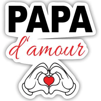 papap d amour - Sticker taille S (10 x 10 cm) - blanc mat - Devant