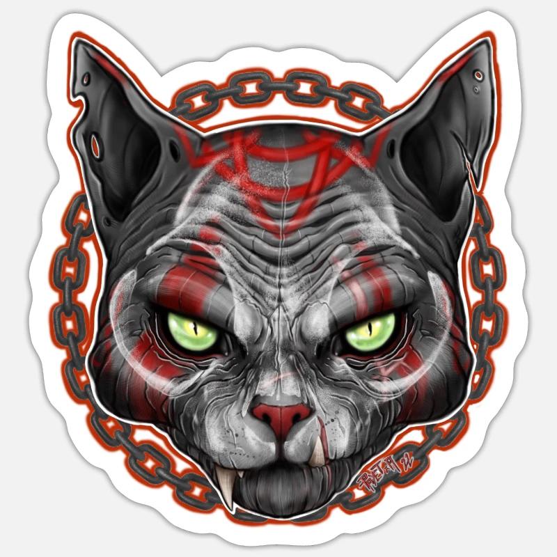 CHARIVARI Alley Cat V1 - Skull - Sticker taille S (10 x 10 cm) - blanc mat