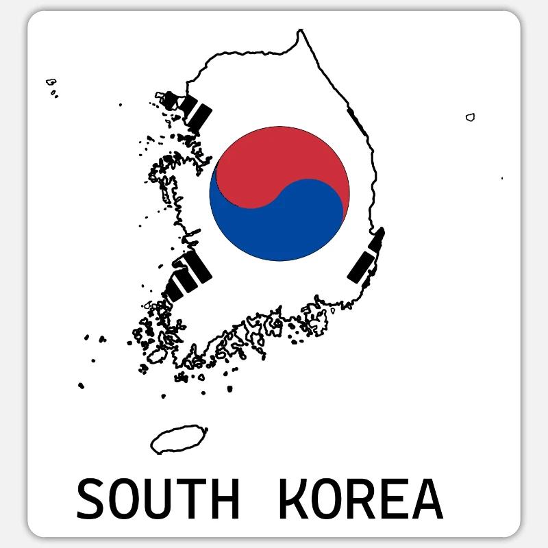 Corée du Sud - Sticker taille S (10 x 10 cm) - blanc mat