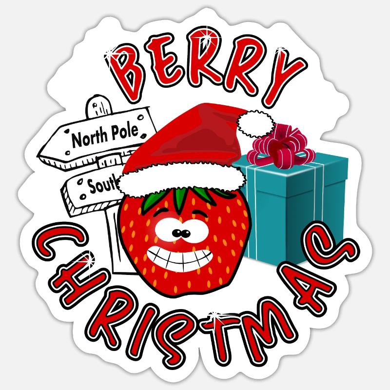 Baies sucrées Noël - Sticker taille S (10 x 10 cm) - blanc mat