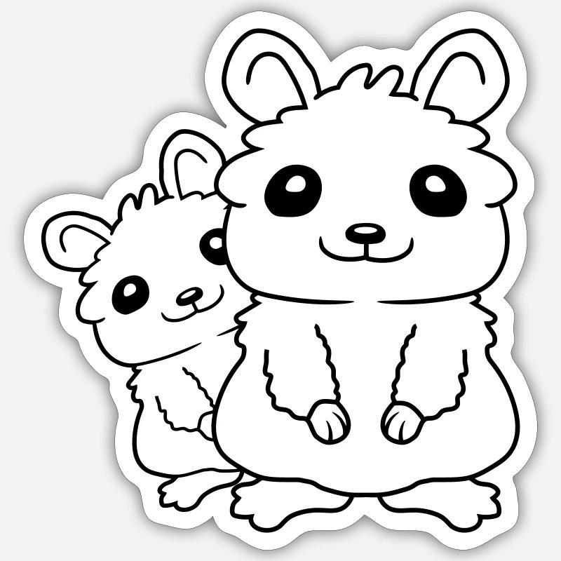 Famille de petits hamsters Sticker taille S (10 x 10 cm)