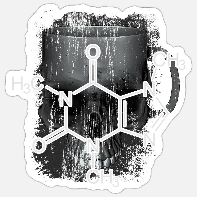 Caféine - Sticker taille S (10 x 10 cm) - blanc mat