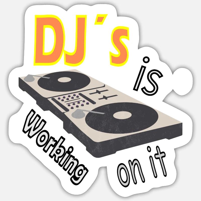 Mixer DJ s y travaille - Sticker taille S (10 x 10 cm) - blanc mat
