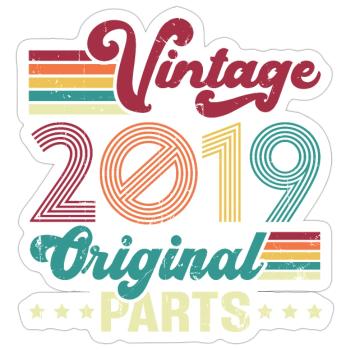 Vintage 2019 Original, Geburtstagsgeschenk - Sticker Größe S (10 x 10 cm) - Mattweiß - Vorne